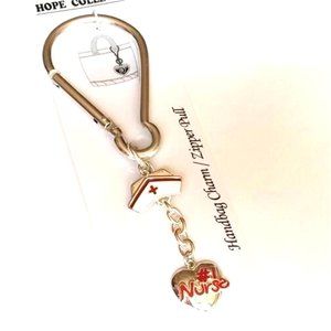 #1 Nurse Nursing Purse Charm Keychain Heart Cap RN LPN CNA Graduation Gift